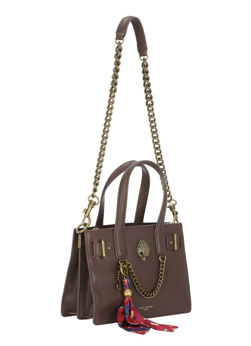 Kurt Geiger Brown Sloane Leather Structured Tote Bag