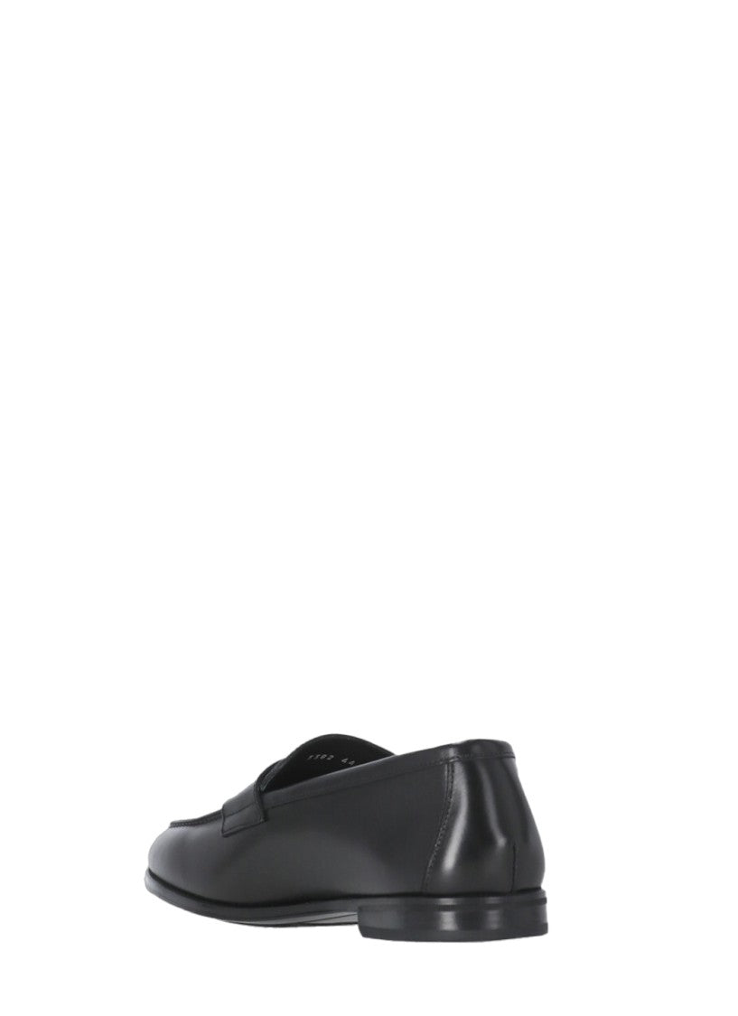 Doucal's Black Leather Mask Loafers
