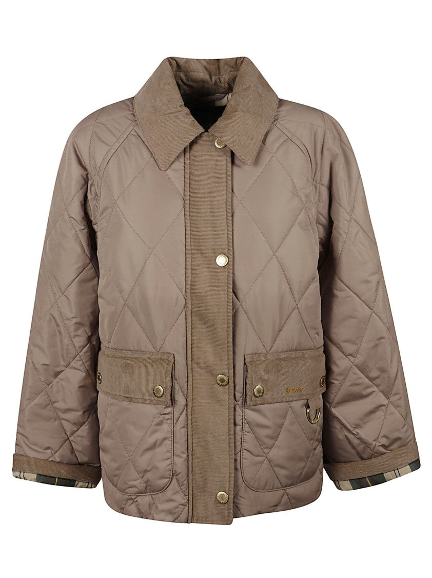 Barbour Diamond-Quilted Jacket With Corduroy Collar And Boxy Silhouette