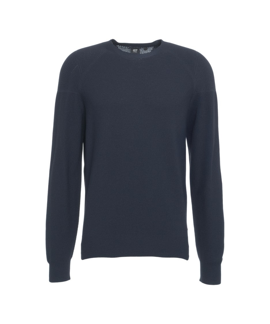 Alpha Tauri Timeless Round Neck Pullover With Ribbed Details