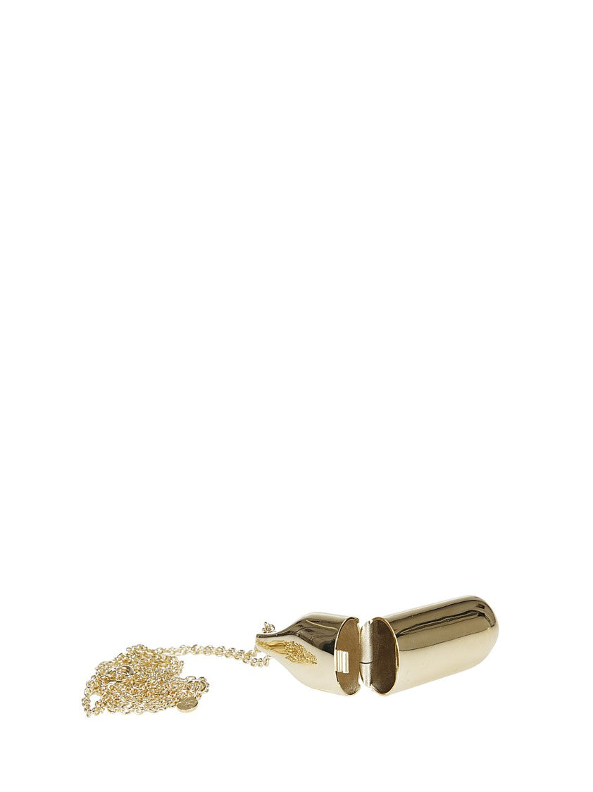 Courrèges Brass Necklace With Flask Pendant
