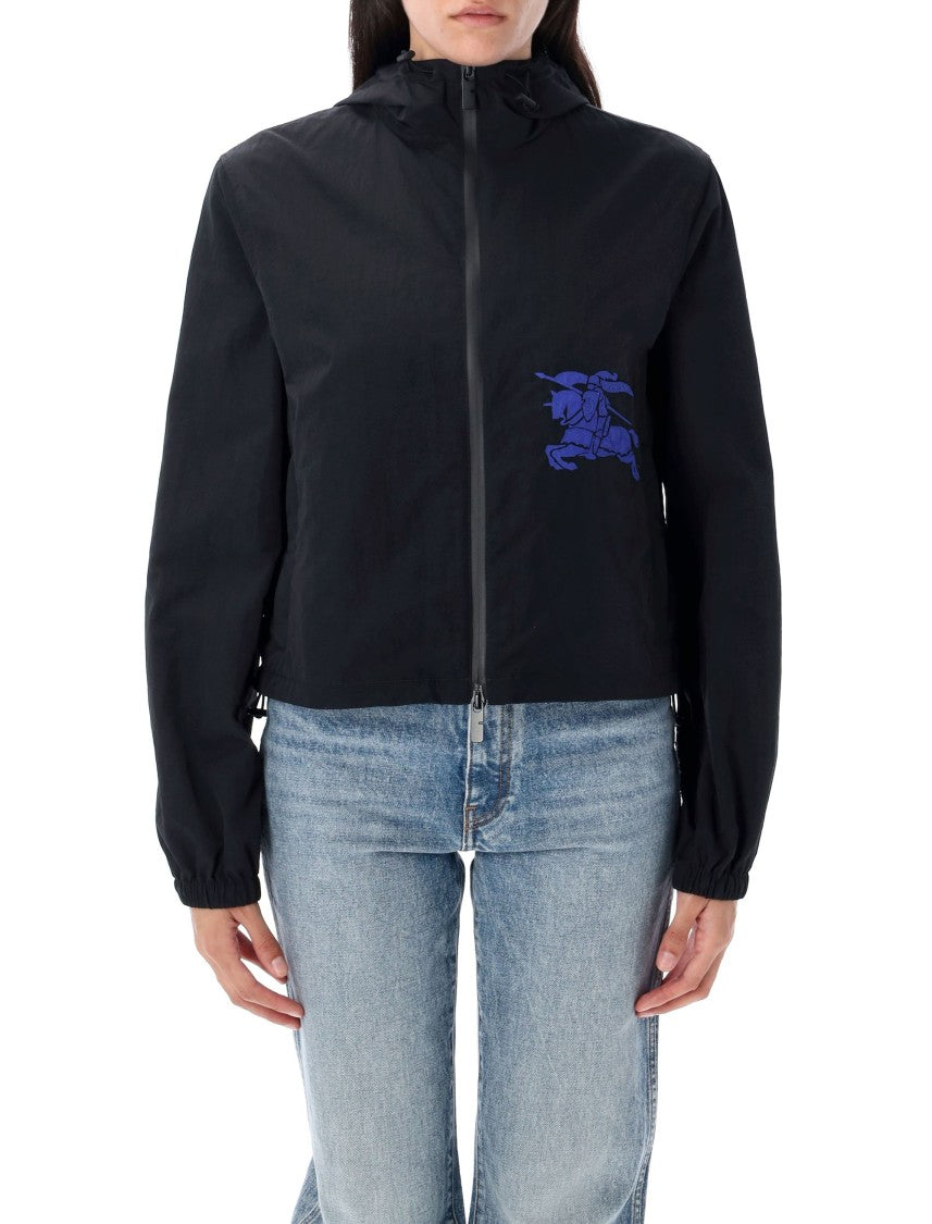 Burberry Cropped Black Jacket With Front Zipper