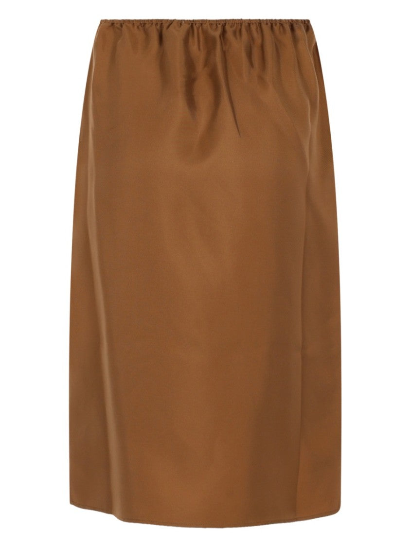 Loulou De Saison Vasali Rich Brown Silk Midi Skirt