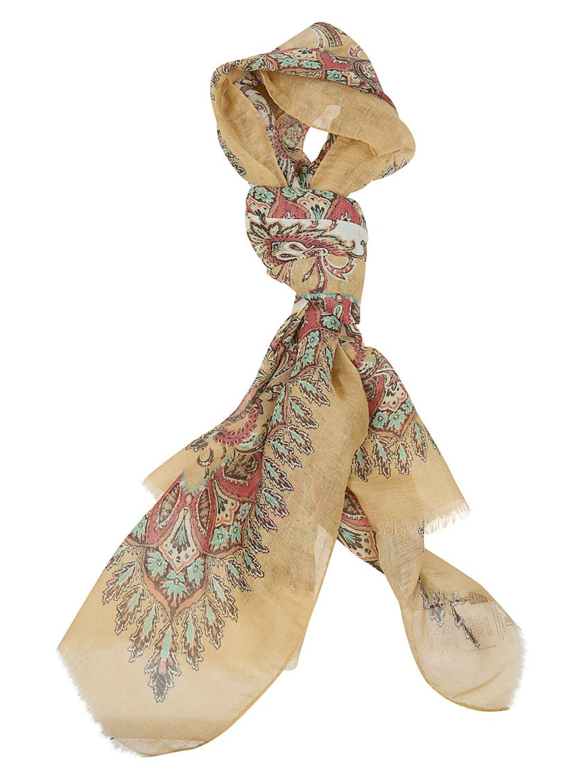 Etro Floral Paisley Pattern Modal-Linen-Silk Etro Scarf