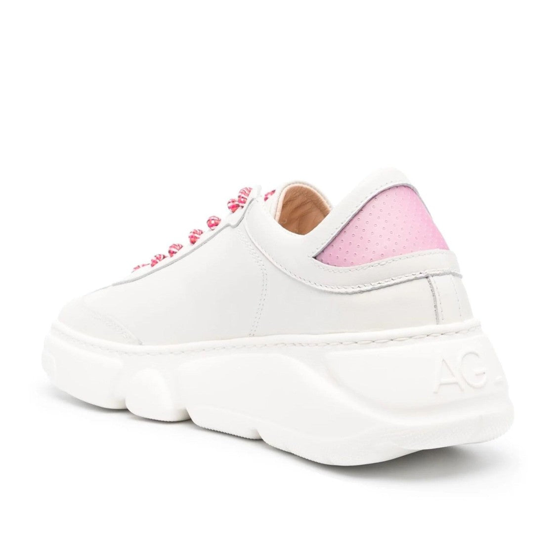 Agl White Emilie Leather Sculpted Sole Wedge Sneakers