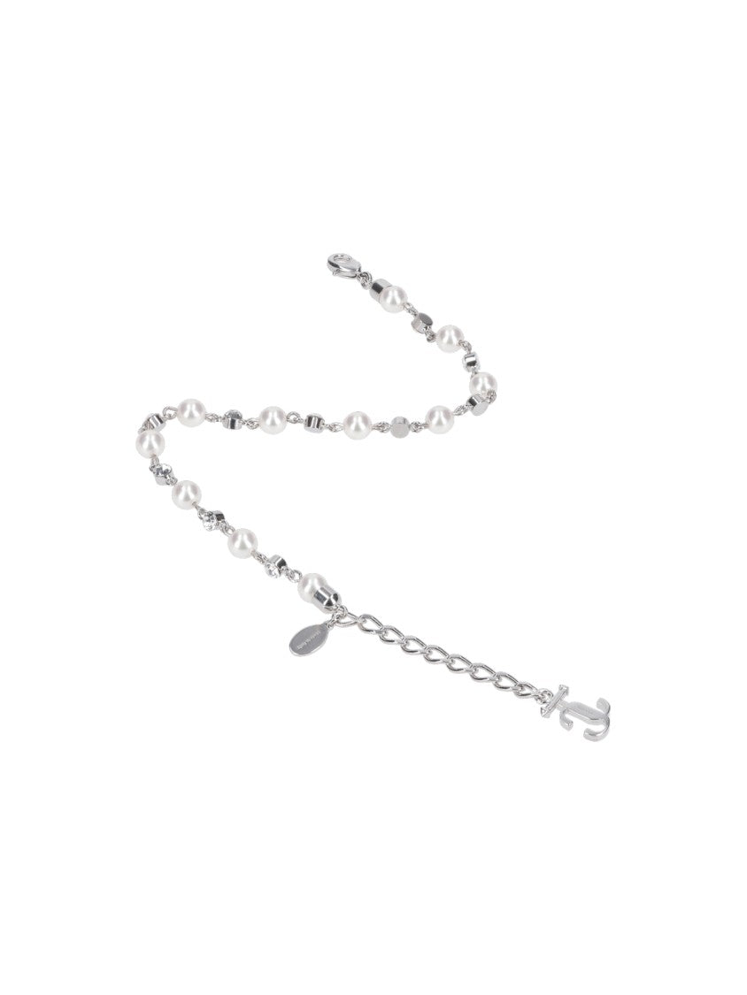 Jimmy Choo Delicate Pearl Bracelet With Silver Chain