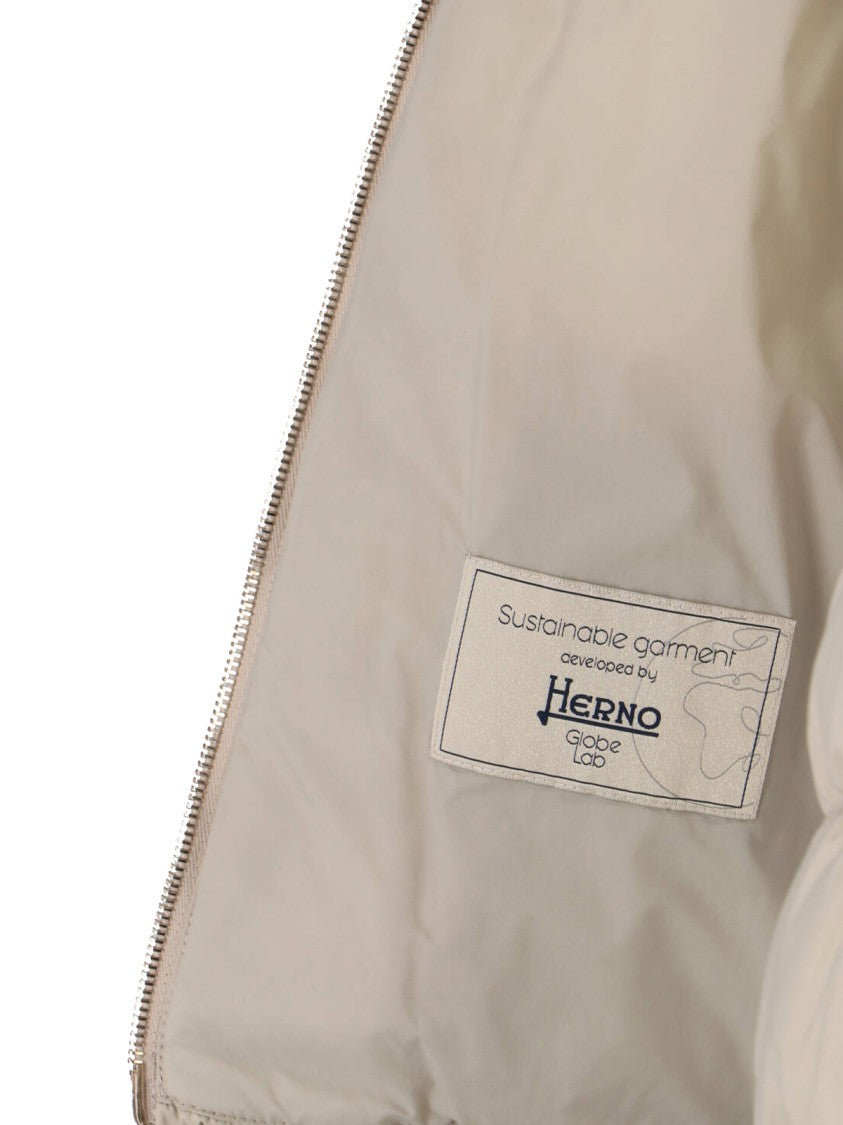 Herno White Jacket With Structured Silhouette And High Collar