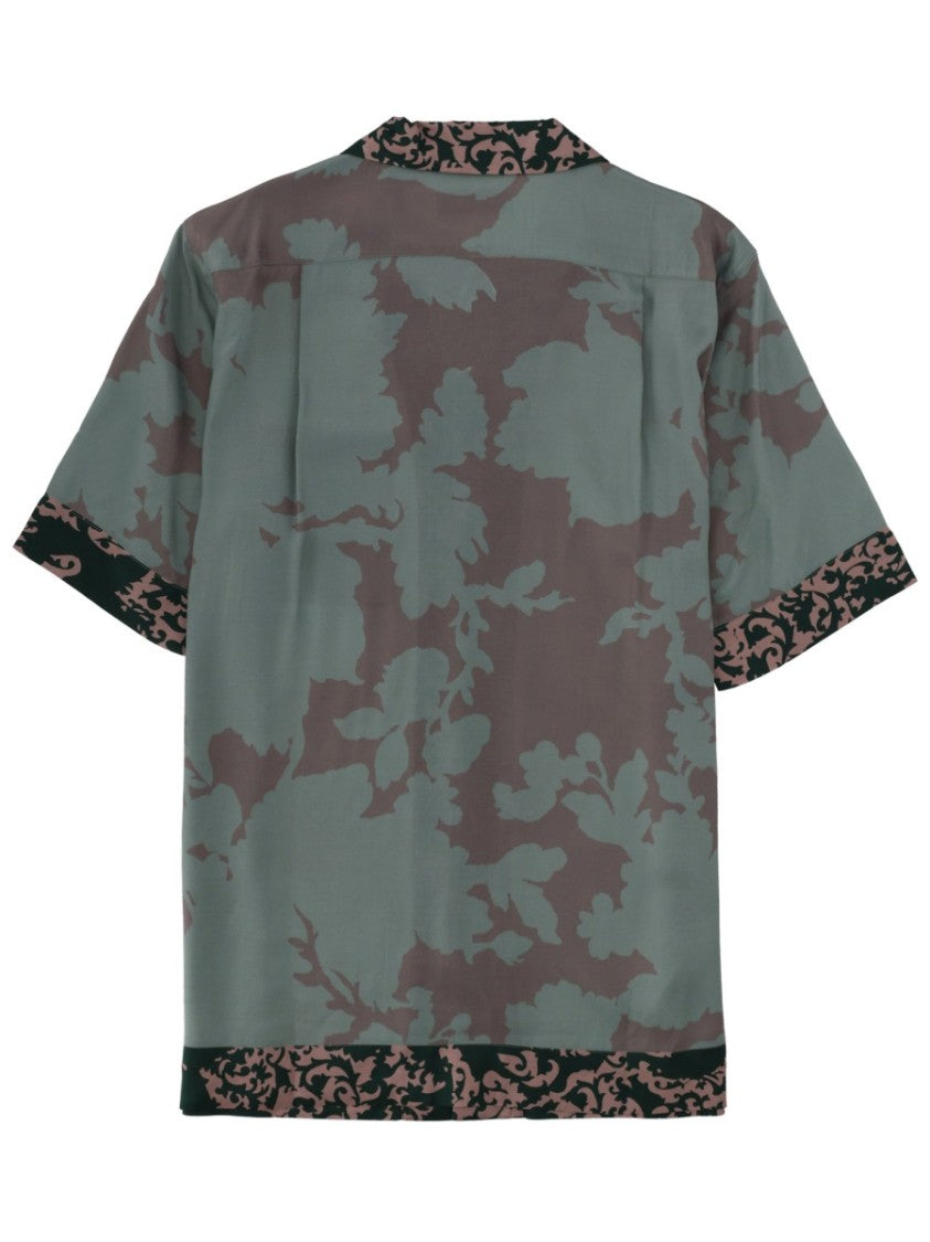 Dries Van Noten Muted Camouflage Floral Viscose Shirt