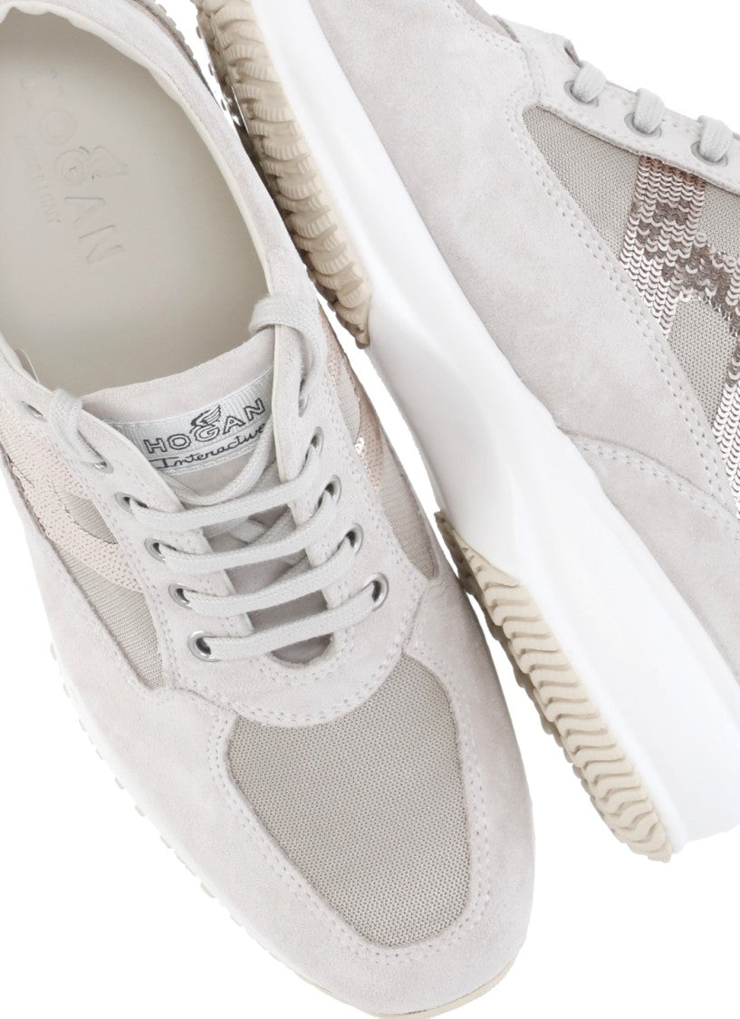 Hogan Beige Interactive H Sequin Sneakers
