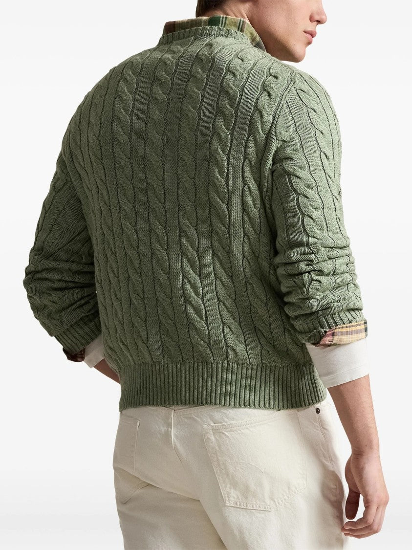 Polo Ralph Lauren Green Pullover Cable Knit Cotton Sweater