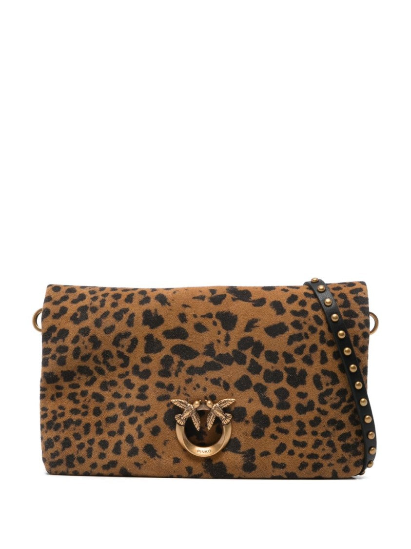 Pinko Brown Animal Print Clutch