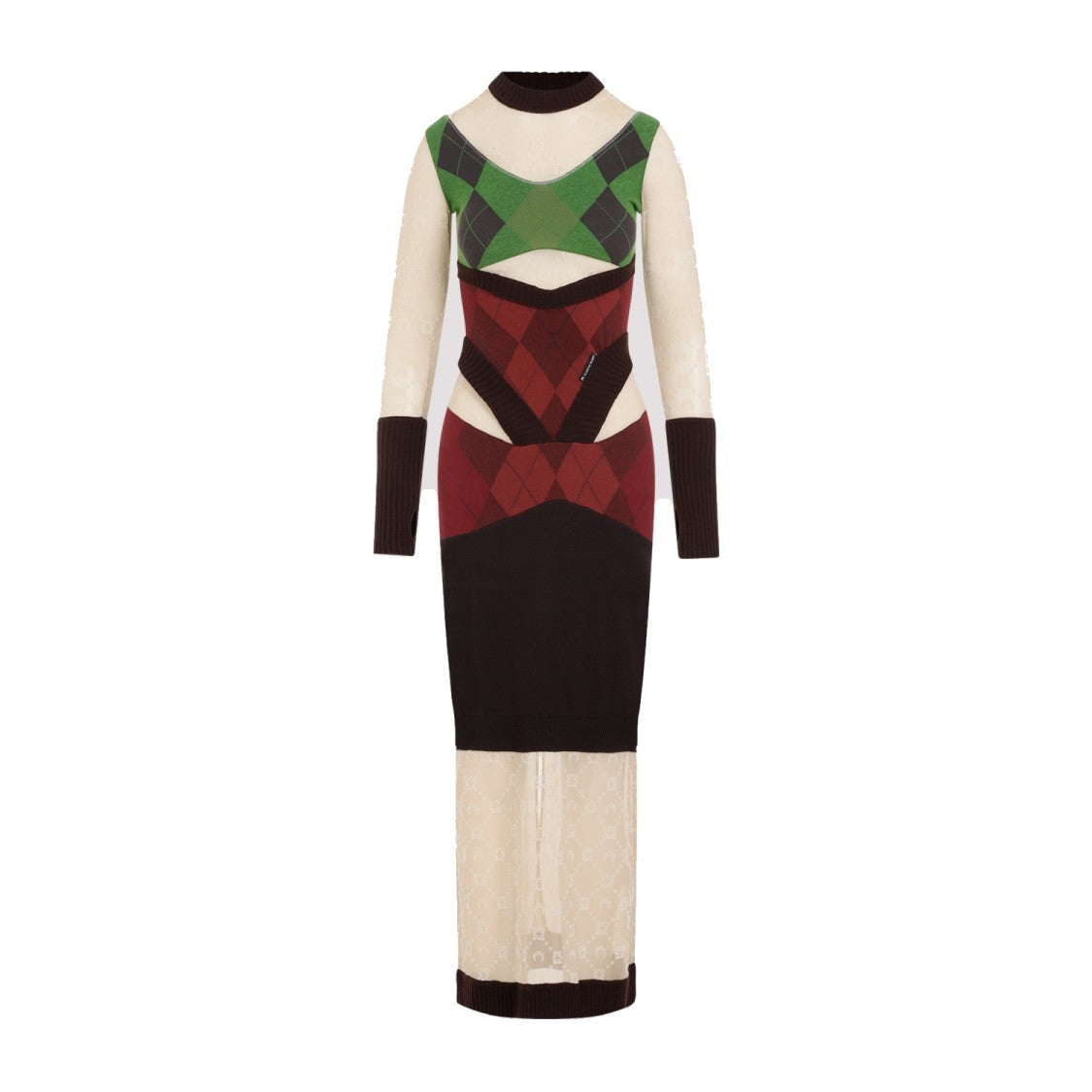 Marine Serre Regenerated Lozenge Knit Fitted Multicolor Cotton Dress