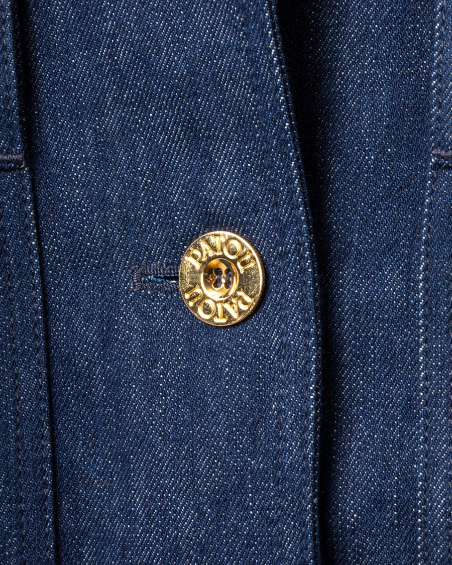 Patou Short Sleeves Cropped Jacket - Rodeo Blue