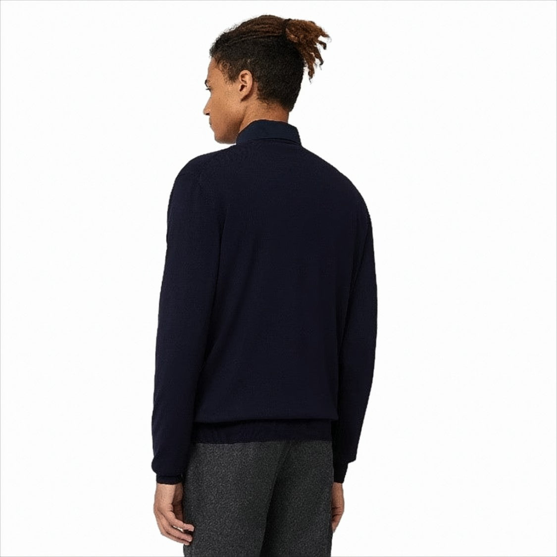 Harmont & Blaine Textured Knit V-Neck Pullover In Rich Blue
