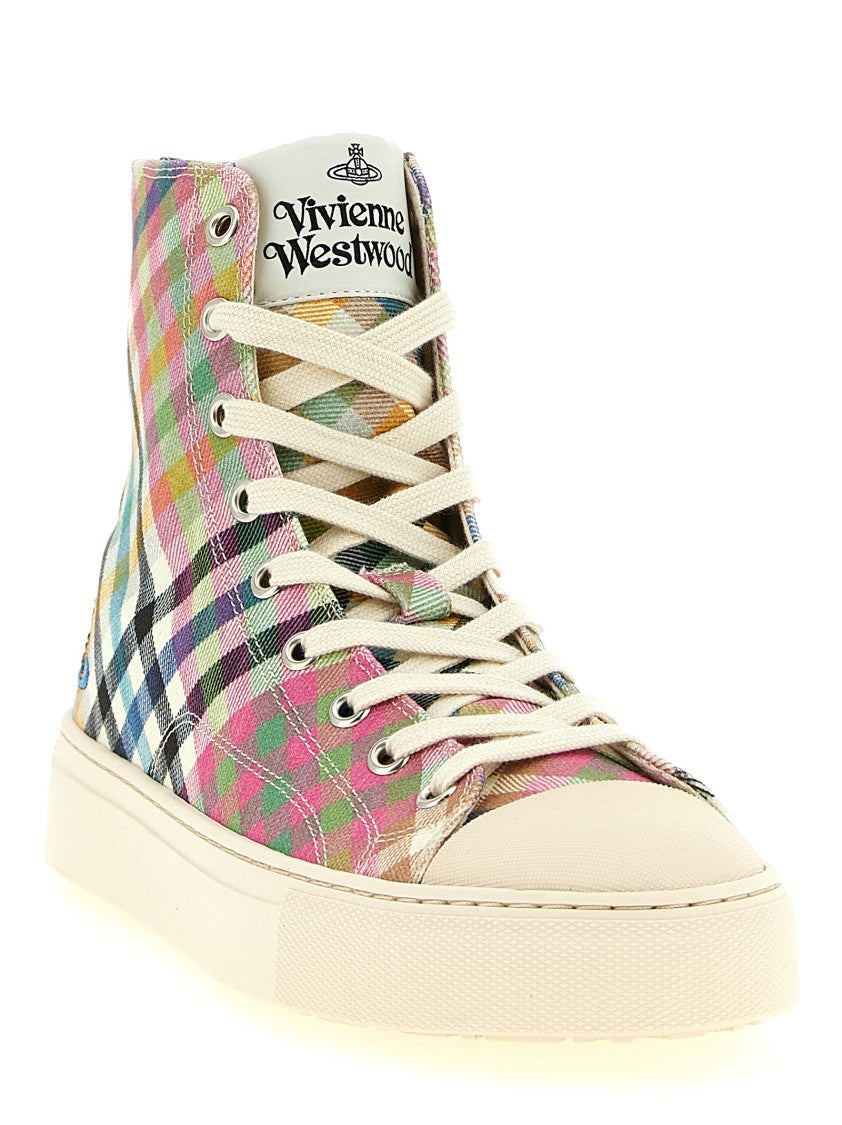 Vivienne Westwood Heather Tartan High-Top Sneakers With Embroidered Orb Logo