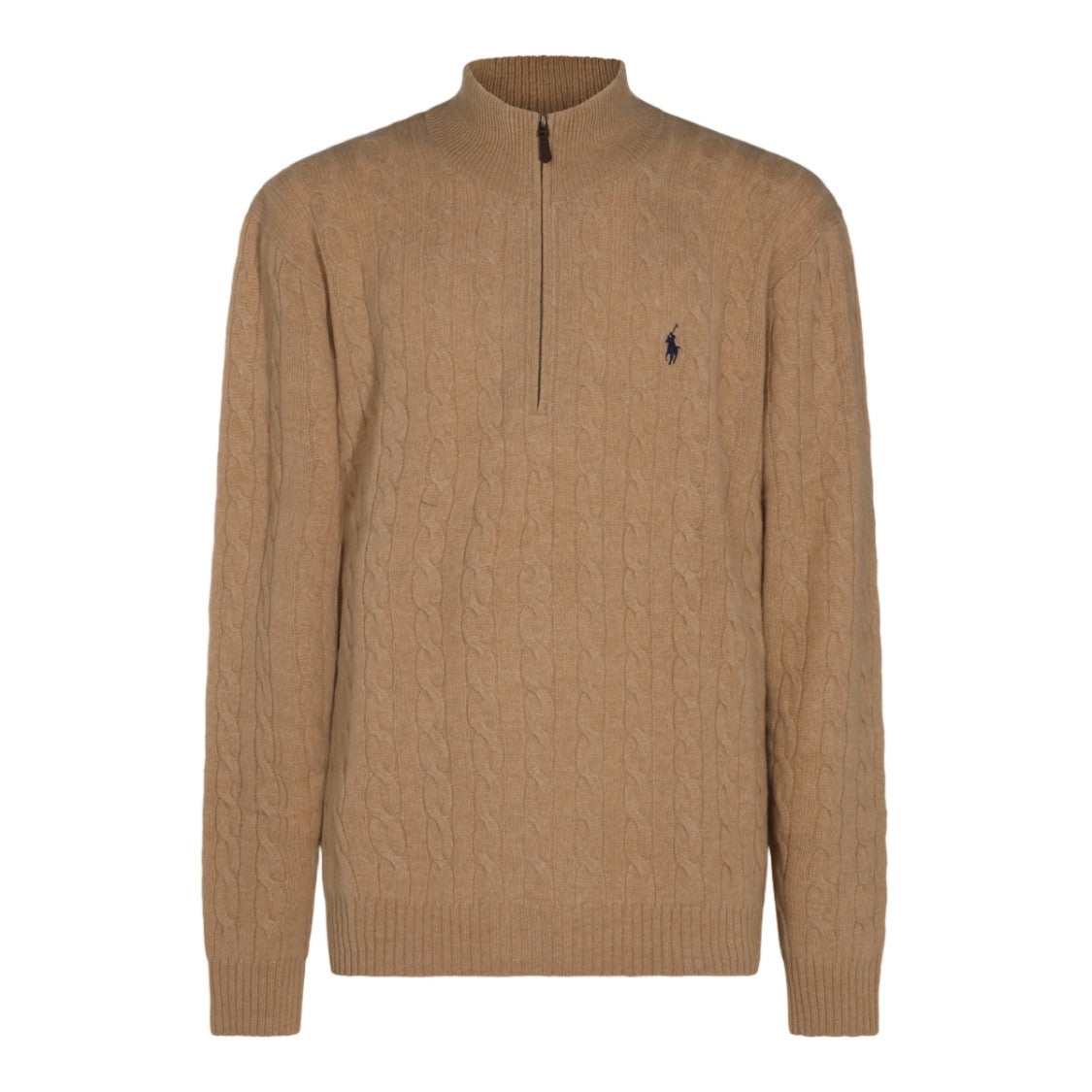 Polo Ralph Lauren Cable Knit Sweater With Half-Zip Closure And Mock Neck Collar