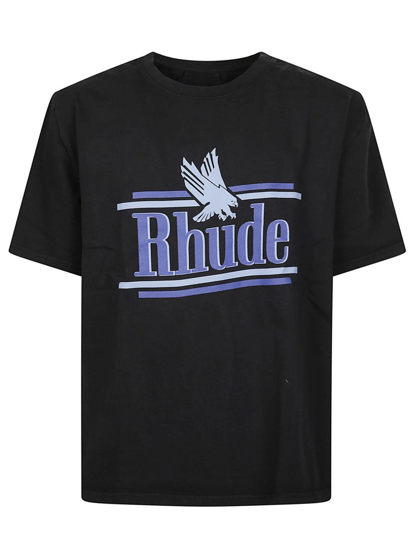 Rhude Black Rossa Cotton Logo T-Shirt
