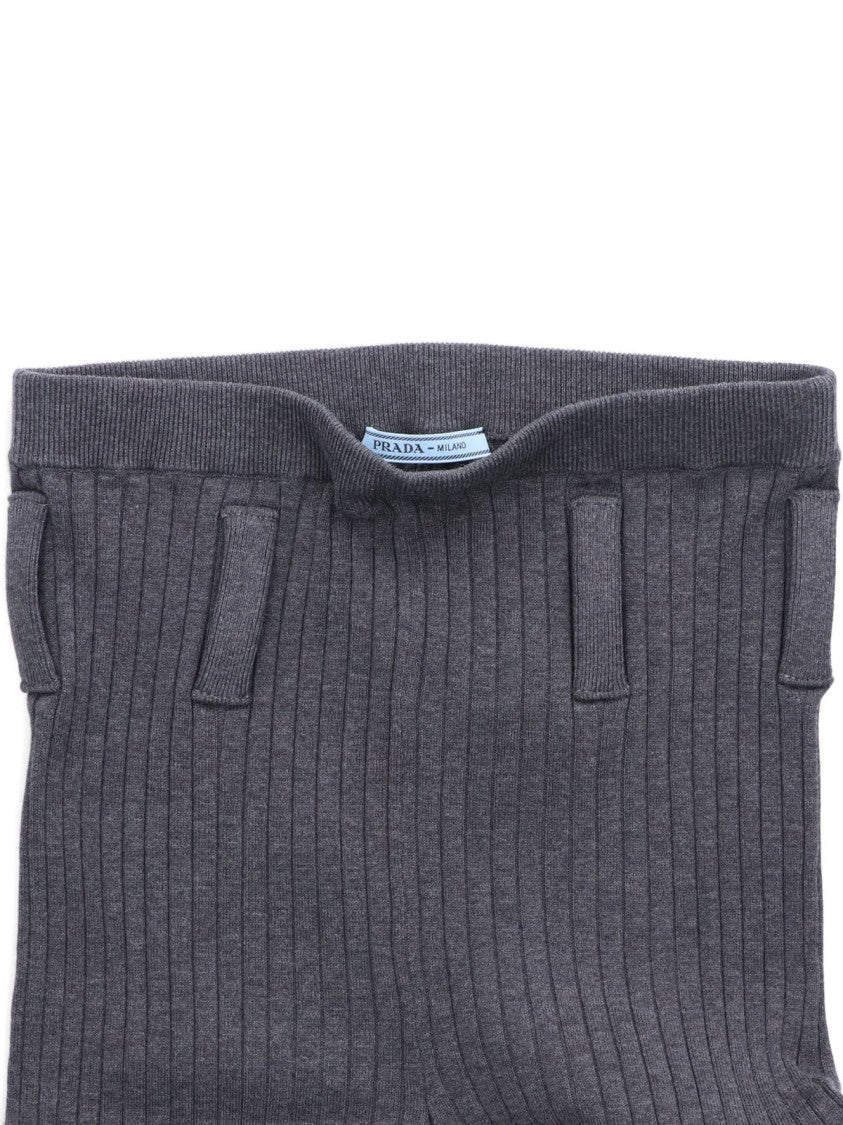 Prada Ribbed Cotton Tights – Grey
