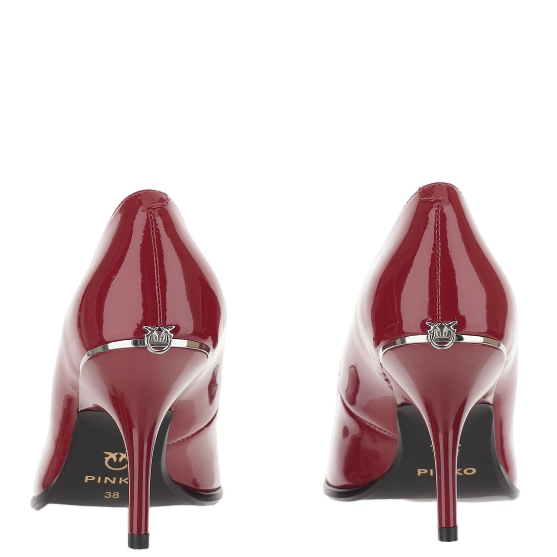Pinko Red Leather Pointed-Toe Logo Pumps