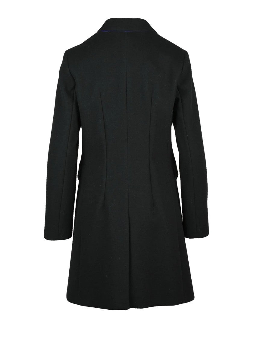 ..,Merci Black Polyester-Blend Double-Breasted Coat
