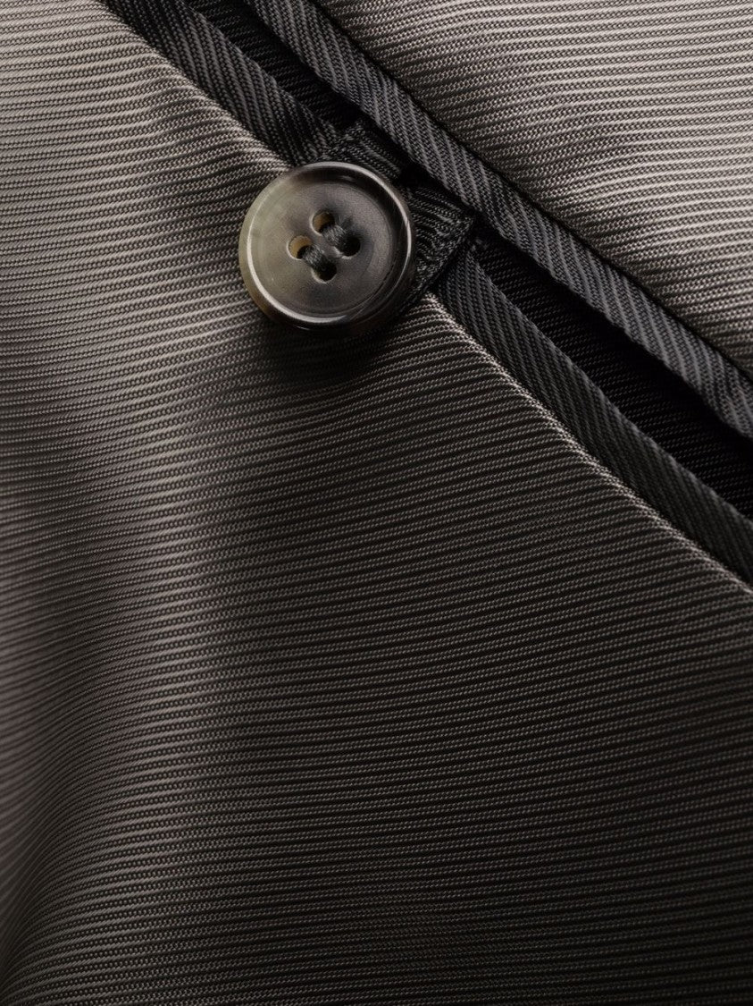 Maison Margiela Grey Midi Dress With Textured Ribbed Sleeves And V-Neckline