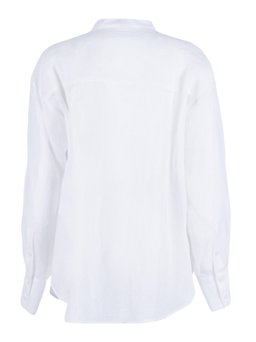 Ermanno Scervino Pintuck Floral Mandarin Blouse