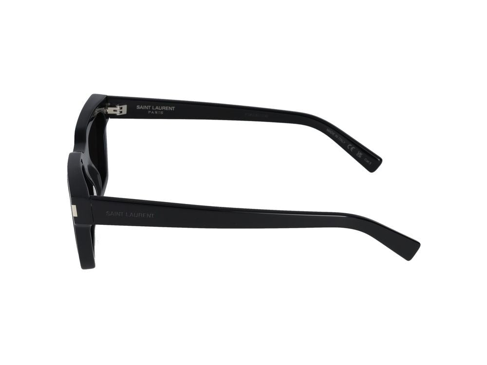 Saint Laurent Black Glossy Acetate Oversized Square Sunglasses