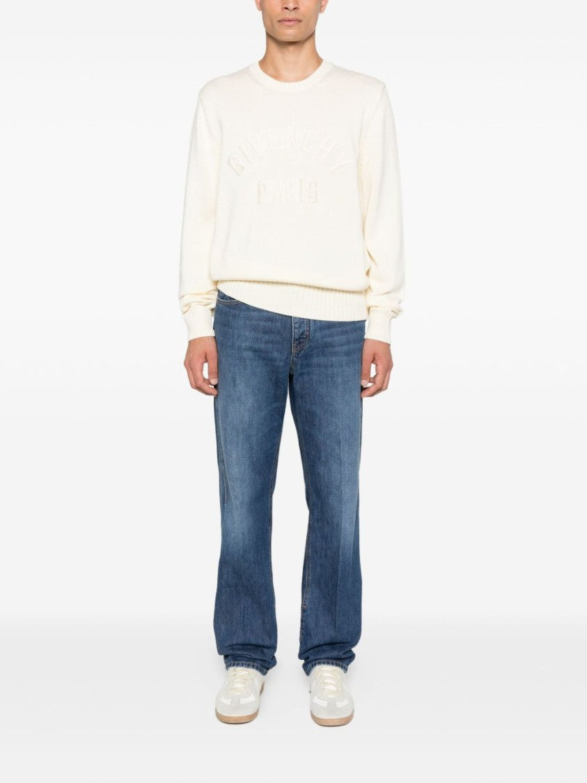 Givenchy Relaxed Fit Beige Sweater With Embossed Logo