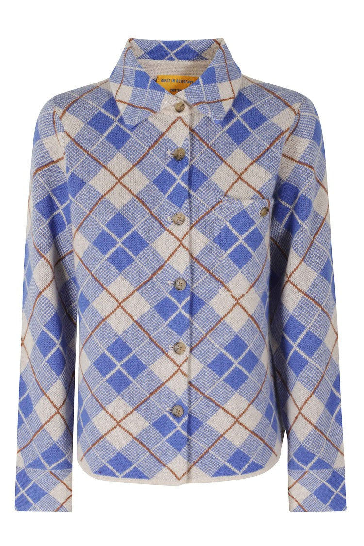 Guest In Residence Blue Dylan Plaid Cashmere Casual Shirt