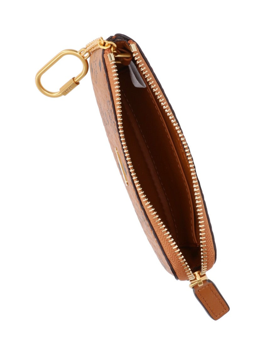 Mcm "Aren" Zip Coin Purse, In Brown "Visetos"