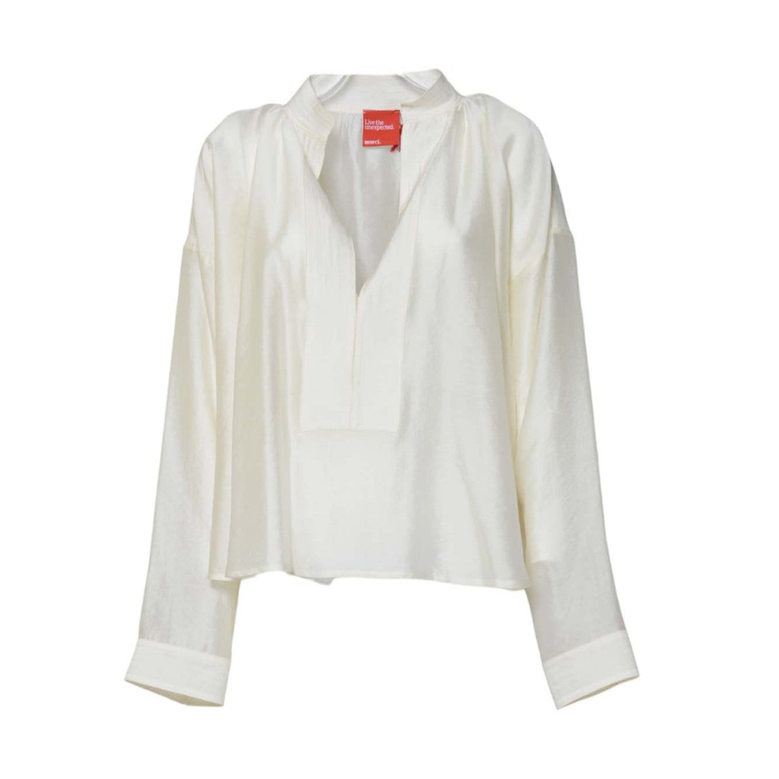 Merci Loose-Fitting Long-Sleeved Shirt With Deep V-Neckline