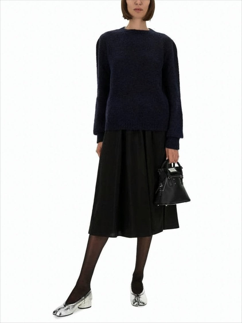 Maison Margiela Plush Blue Knit Sweater With Puffed Shoulders