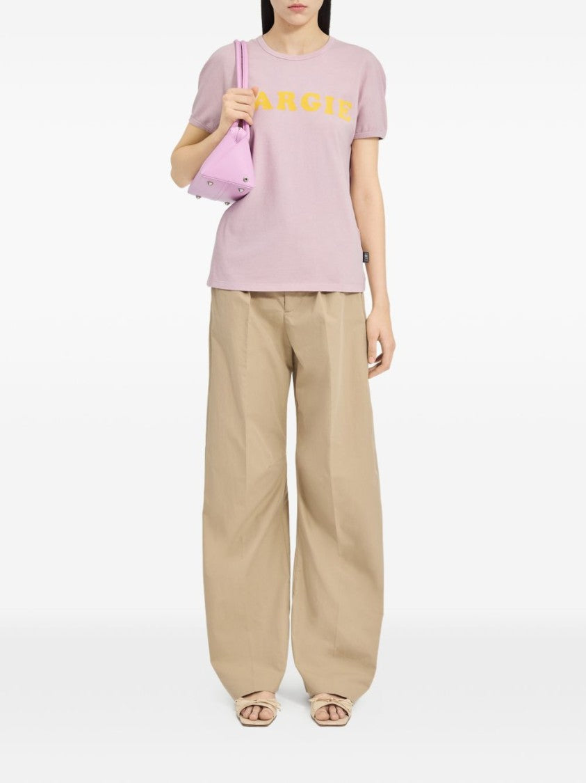 Mm6 By Maison Margiela Light Pink Typography T-Shirt
