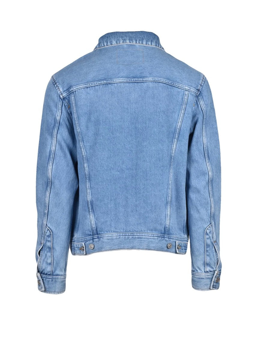 Diesel Light Blue Cotton Denim Jacket With Structured Collar