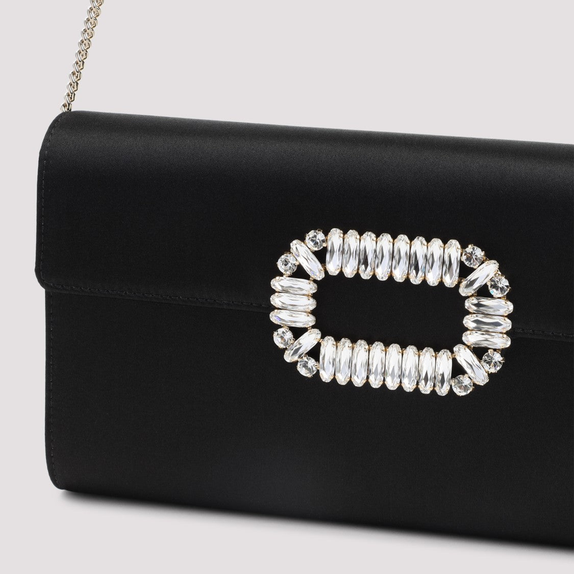Roger Vivier Satin Clutch With Crystal Embellishment