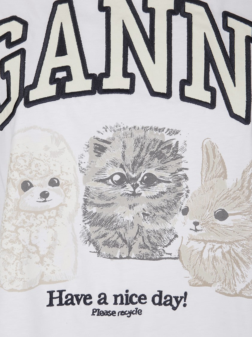 Ganni Relaxed-Fit Crew Neck T-Shirt