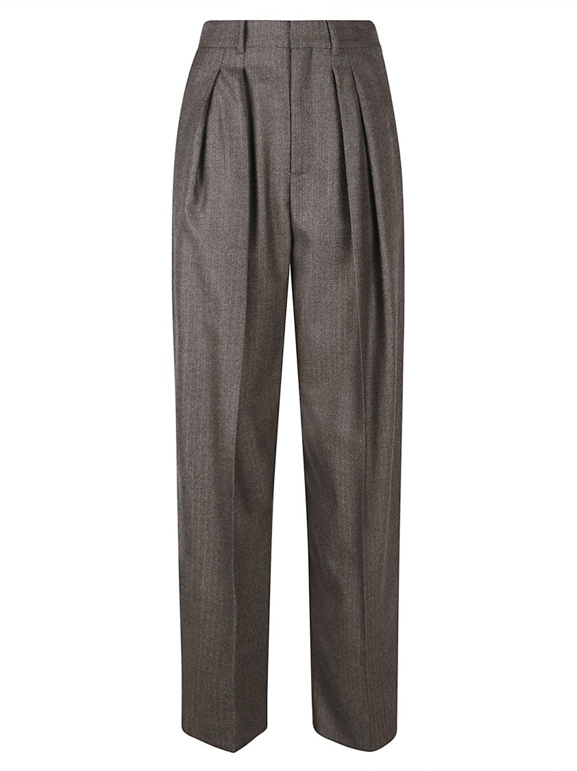 Saint Laurent Wool Pleated Wide-Leg Pants