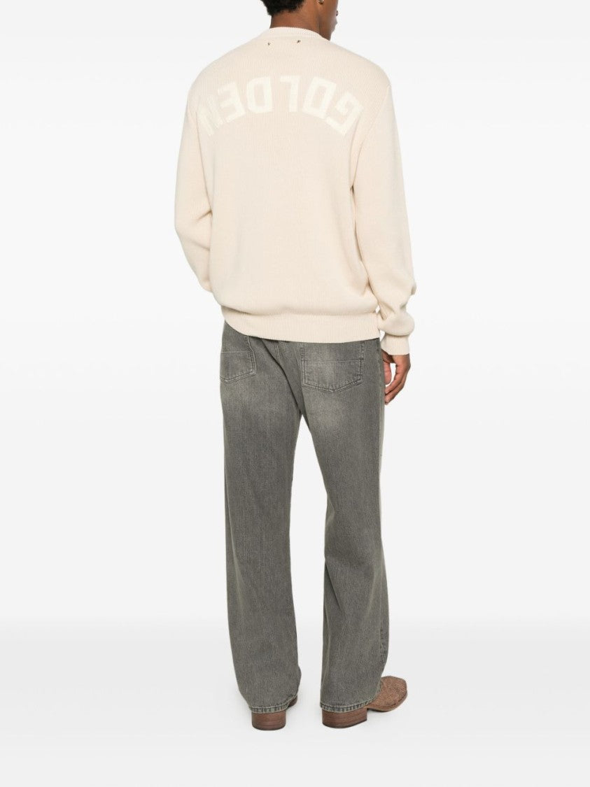 Golden Goose Gray Relaxed-Fit Knit Sweater With Ribbed Detailing
