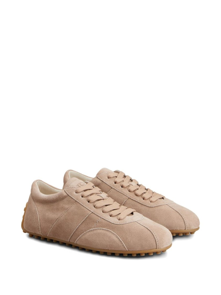 Tod's Brown Silk And Nylon Sport Sneakers