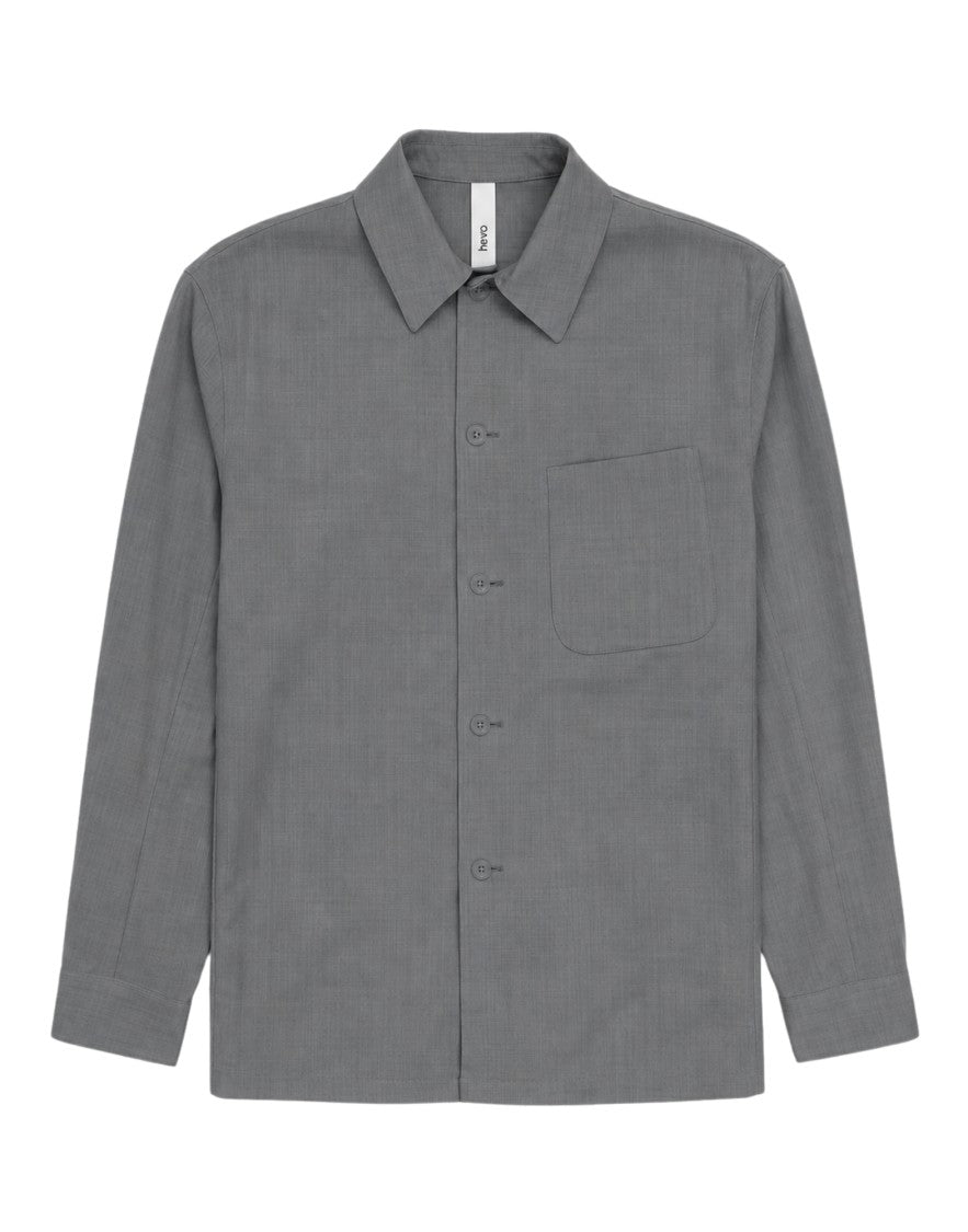 Hevo Lightweight Wool Blend Overshirt With Five-Button Closure
