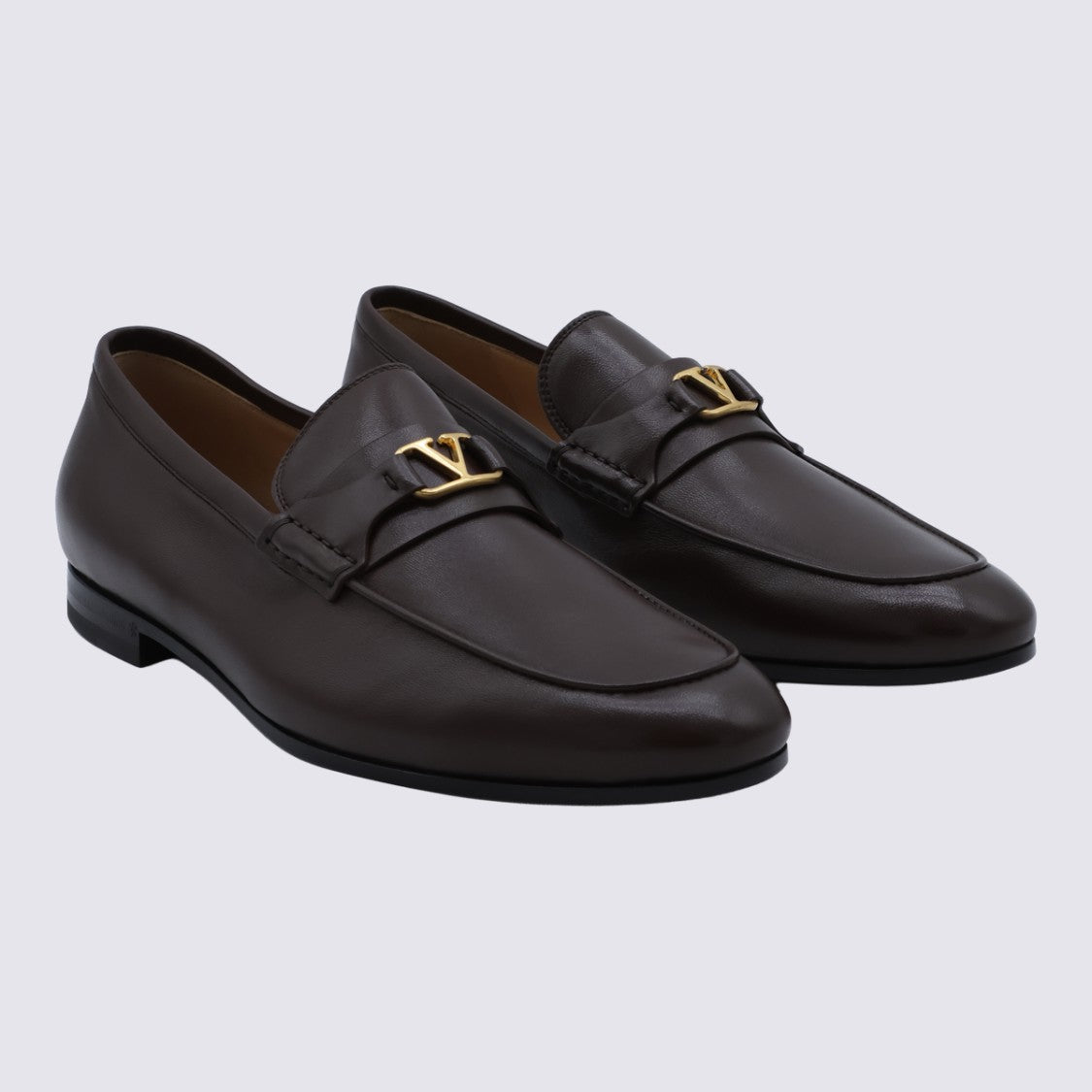 Valentino Garavani Loafer-Style Flat Shoes With Gold-Tone Logo Detail