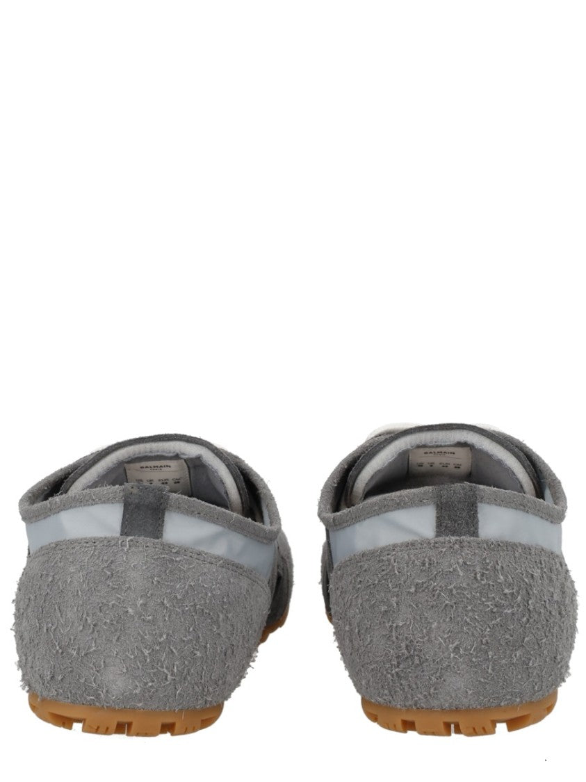 Balmain Grey Racer 45 Suede Panel Sneakers