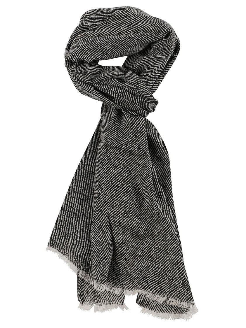 Altea Herringbone Pattern Wool-Silk Scarf
