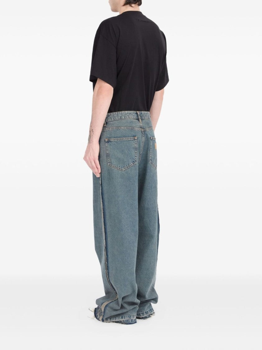 Mm6 By Maison Margiela Relaxed Fit Distressed Wide-Leg Jeans