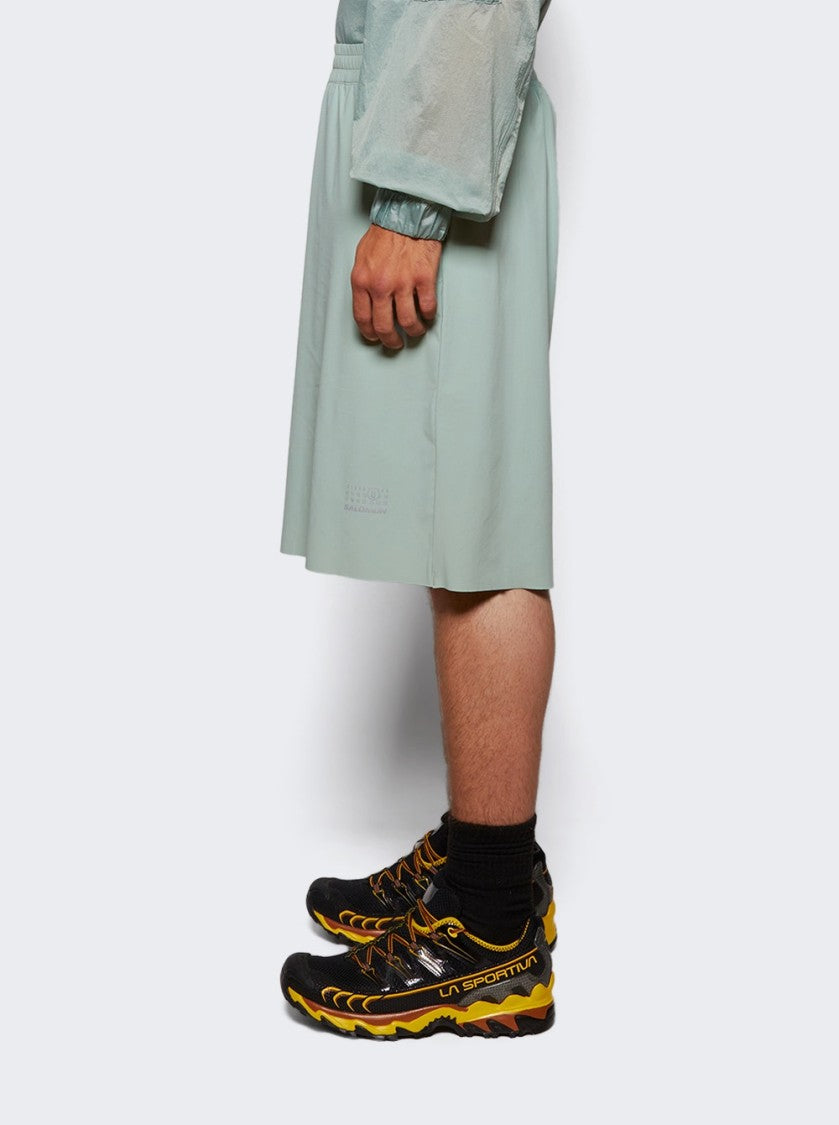 Mm6 By Maison Margiela Regular Fit Jadeite Sports Shorts With White Stitch Detail