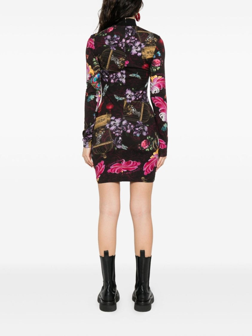 Versace Jeans Couture Fitted Mini Dress With High Neckline