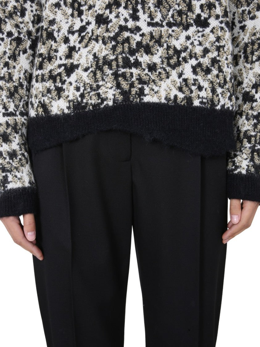 Saint Laurent Wide Neck Sweater With Textured Knit