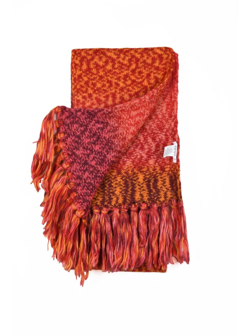 Kangra Gradient Patterned Kangra Scarf With Fringed Edges