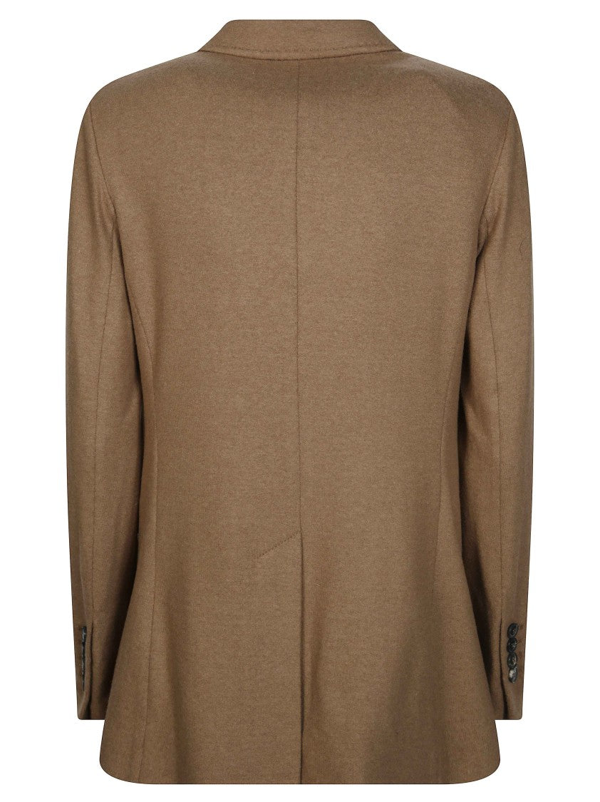 Circolo Tailored Notch Lapel Double-Breasted Wool-Blend Blazer