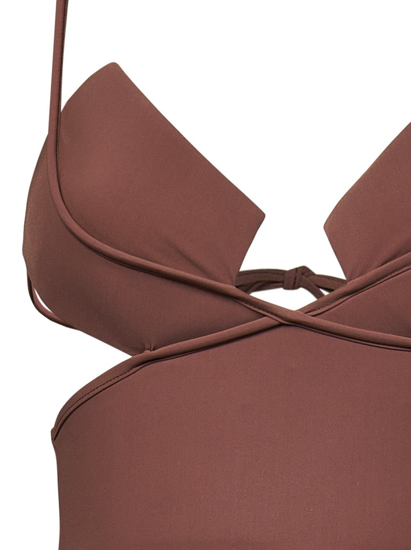 Nensi Dojaka Brown One-Piece Swimsuit